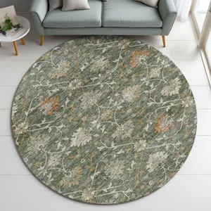 Indoor/Outdoor Silk Road Basil 8\' x 8\' Round Rug