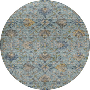 Indoor/Outdoor Silk Road Denim 8' x 8' Round Rug