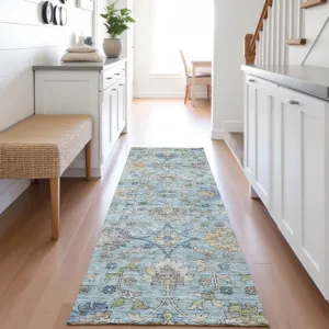 Indoor/Outdoor Silk Road Denim 2\'3\" x 7\'6\" Runner Rug