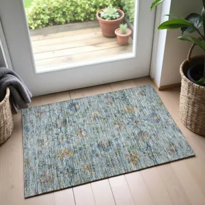 Indoor/Outdoor Silk Road Denim 1\'8\" x 2\'6\" Rug
