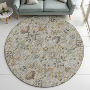 Indoor/Outdoor Silk Road Flax 8\' x 8\' Round Rug