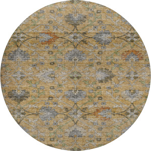 Indoor/Outdoor Silk Road Saffron 8' x 8' Round Rug