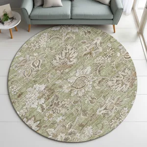 Indoor/Outdoor Silk Road Aloe 8\' x 8\' Round Rug