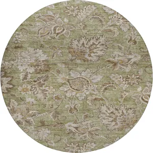 Indoor/Outdoor Silk Road Aloe 8\' x 8\' Round Rug