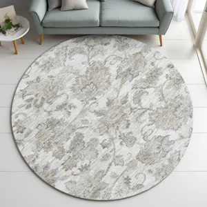 Indoor/Outdoor Silk Road Linen 8\' x 8\' Round Rug