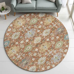 Indoor/Outdoor Silk Road Cayenne 8\' x 8\' Round Rug