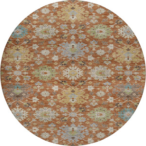 Indoor/Outdoor Silk Road Cayenne 8' x 8' Round Rug