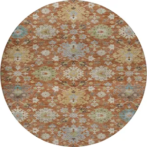 Indoor/Outdoor Silk Road Cayenne 8\' x 8\' Round Rug