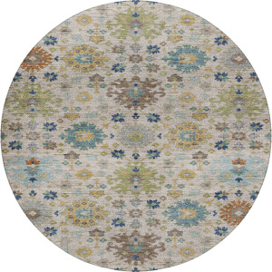 Indoor/Outdoor Silk Road Ivory 8' x 8' Round Rug