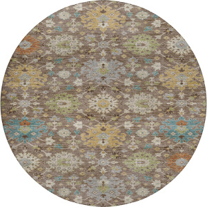 Indoor/Outdoor Silk Road Mocha 8' x 8' Round Rug