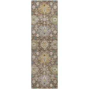 Indoor/Outdoor Silk Road Mocha 2\'3\" x 7\'6\" Runner Rug