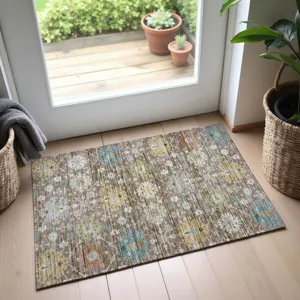 Indoor/Outdoor Silk Road Mocha 1\'8\" x 2\'6\" Rug