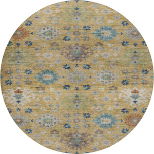 Indoor/Outdoor Silk Road Turmeric 8' x 8' Round Rug