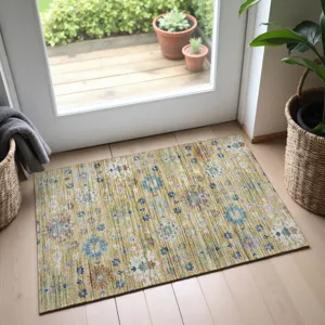 Indoor/Outdoor Silk Road Turmeric 1\'8\" x 2\'6\" Rug