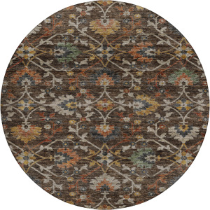 Indoor/Outdoor Silk Road Chocolate 8' x 8' Round Rug