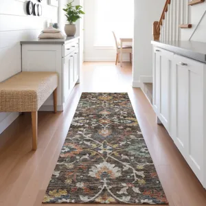 Indoor/Outdoor Silk Road Chocolate 2\'3\" x 7\'6\" Runner Rug