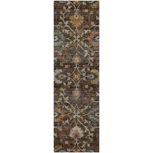 Indoor/Outdoor Silk Road Chocolate 2\'3\" x 7\'6\" Runner Rug