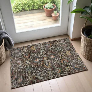 Indoor/Outdoor Silk Road Chocolate 1\'8\" x 2\'6\" Rug