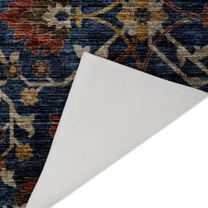 Indoor/Outdoor Silk Road Navy 2\'3\" x 7\'6\" Runner Rug