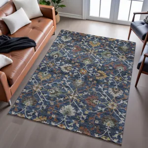 Indoor/Outdoor Silk Road Navy 6\'6\" x 9\'6\" Rug