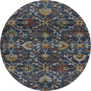 Indoor/Outdoor Silk Road Navy 8' x 8' Round Rug