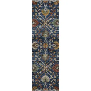 Indoor/Outdoor Silk Road Navy 2\'3\" x 7\'6\" Runner Rug