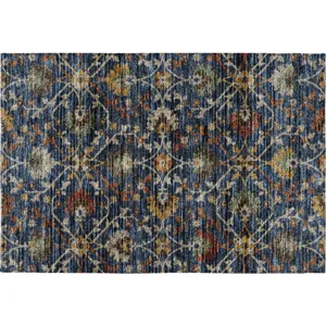 Indoor/Outdoor Silk Road Navy 1\'8\" x 2\'6\" Rug