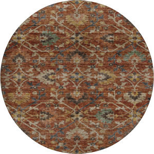 Indoor/Outdoor Silk Road Paprika 8' x 8' Round Rug