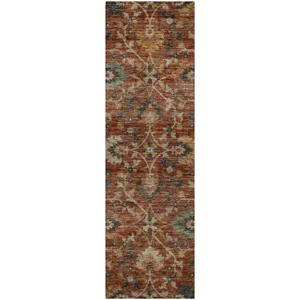 Indoor/Outdoor Silk Road Paprika 2\'3\" x 7\'6\" Runner Rug