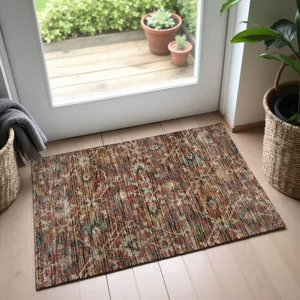 Indoor/Outdoor Silk Road Paprika 1\'8\" x 2\'6\" Rug