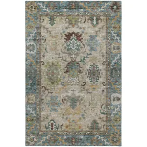 Indoor/Outdoor Silk Road Aqua 5\' x 7\'6\" Rug