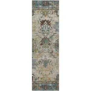 Indoor/Outdoor Silk Road Aqua 2\'3\" x 7\'6\" Runner Rug