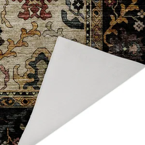 Indoor/Outdoor Silk Road Black 10\' x 14\' Rug