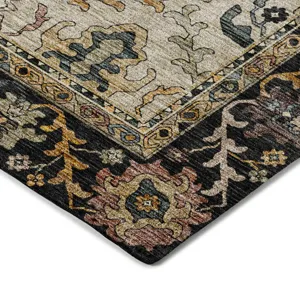Indoor/Outdoor Silk Road Black 10\' x 14\' Rug