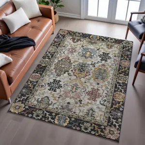 Indoor/Outdoor Silk Road Black 10\' x 14\' Rug