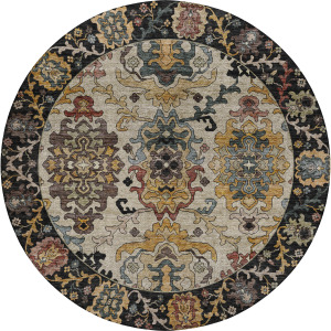 Indoor/Outdoor Silk Road Black 8' x 8' Round Rug