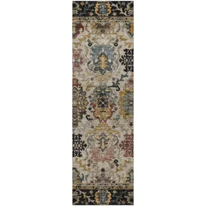 Indoor/Outdoor Silk Road Black 2\'3\" x 7\'6\" Runner Rug