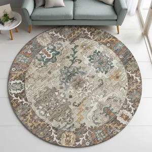 Indoor/Outdoor Silk Road Chocolate 8\' x 8\' Round Rug