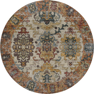 Indoor/Outdoor Silk Road Copper 8' x 8' Round Rug