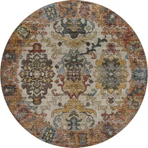 Indoor/Outdoor Silk Road Copper 8\' x 8\' Round Rug