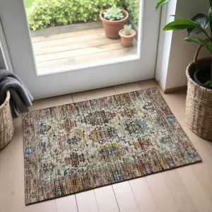 Indoor/Outdoor Silk Road Copper 1\'8\" x 2\'6\" Rug