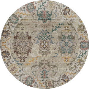 Indoor/Outdoor Silk Road Putty 8' x 8' Round Rug