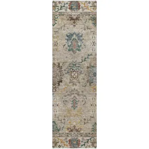 Indoor/Outdoor Silk Road Putty 2\'3\" x 7\'6\" Runner Rug