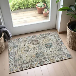 Indoor/Outdoor Silk Road Putty 1\'8\" x 2\'6\" Rug