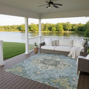 Indoor/Outdoor Silk Road Aqua 2\'6\" x 3\'10\" Rug