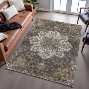 Indoor/Outdoor Silk Road Chocolate 3\' x 5\' Rug