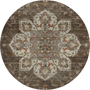 Indoor/Outdoor Silk Road Chocolate 8' x 8' Round Rug