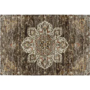 Indoor/Outdoor Silk Road Chocolate 1\'8\" x 2\'6\" Rug