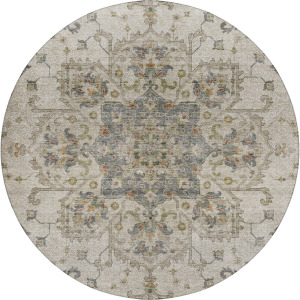 Indoor/Outdoor Silk Road Ivory 8' x 8' Round Rug