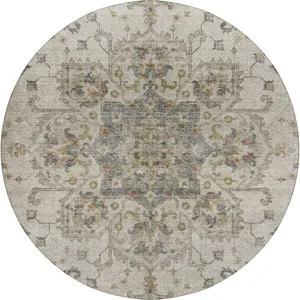 Indoor/Outdoor Silk Road Ivory 8\' x 8\' Round Rug